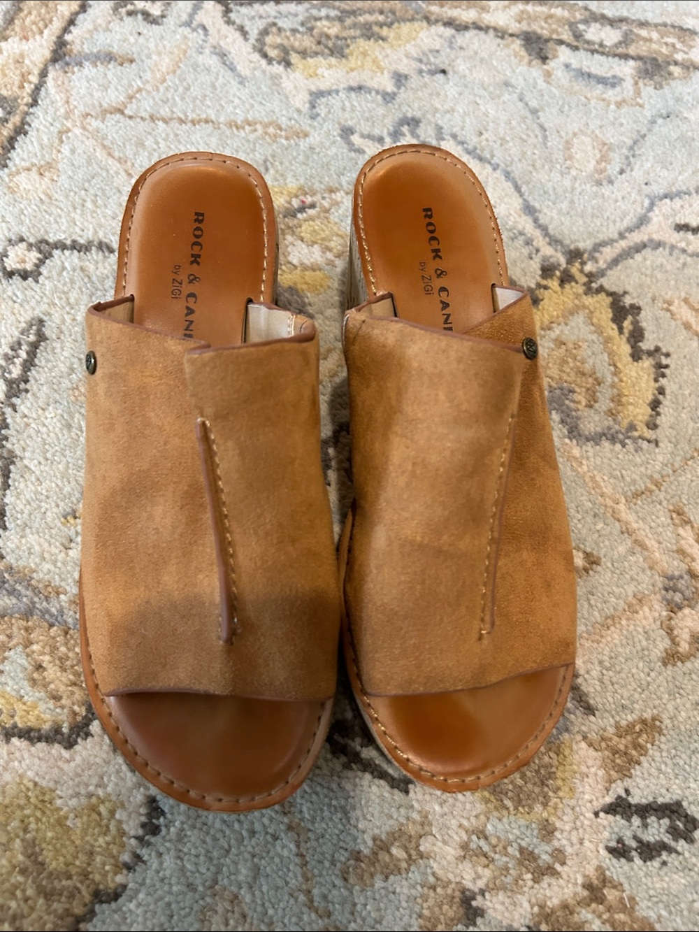Rock & Candy Tan Suede Slip-On Mules